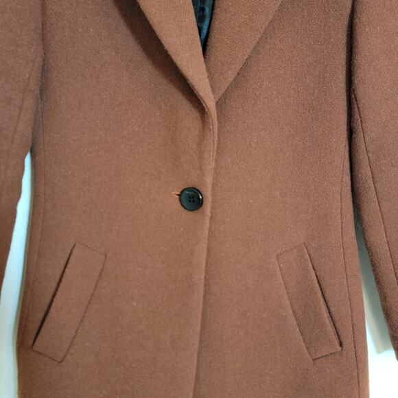 House Of Harlow 1960 Burnt Brown Wool Blend Long Peacoat XS Winter Travel Work - Picture 16 of 16